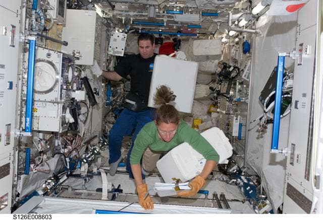 NASA image: Chamitoff and Magnus in Kibo