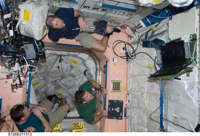 NASA image: Crewmembers in Node 1