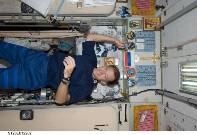 NASA image: Ferguson places Mission Patch in SM