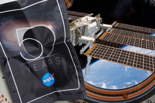 NASA image: NASA Banner in Kibo