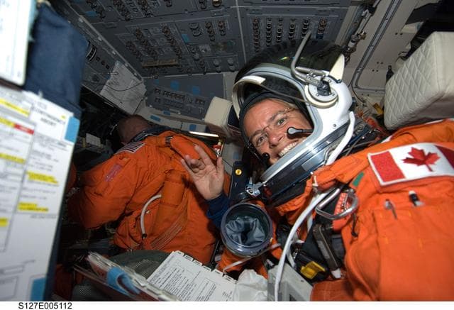 NASA image: Payette and Hurley in the FWD FD of Space Shuttle Endeavor during STS-127 Mission