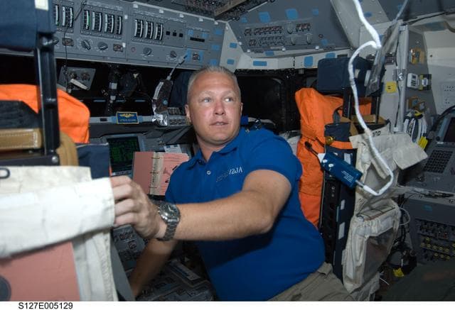 NASA image: Hurley in the FWD FD of Space Shuttle Endeavor during STS-127 Mission