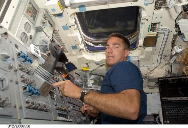 NASA image: Cassidy in the aft FD on Space Shuttle Endeavour during STS-127 Mission