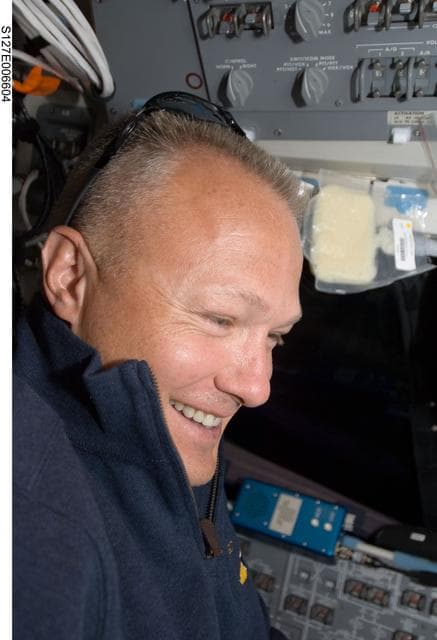 NASA image: Hurley in the FWD FD during docking activities of Space Shuttle Endeavour