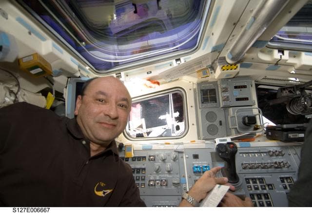 NASA image: Polansky in the aft FD during docking activities of Space Shuttle Endeavour