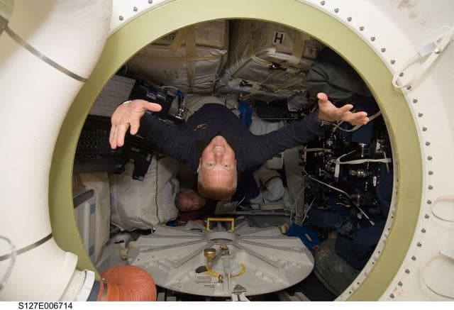 NASA image: Kopra and Wolf in the A/L during STS-127 Mission