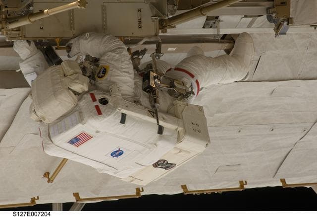 NASA image: Marshburn during EVA-2 on STS-127 / Expedition 20 Joint Operations