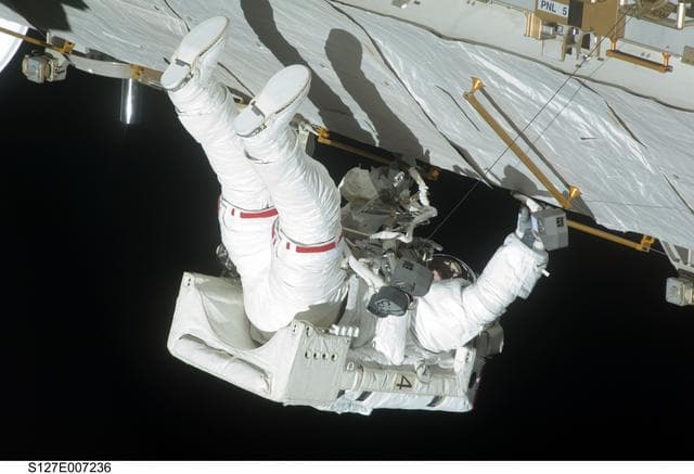 NASA image: Marshburn during EVA-2 on STS-127 / Expedition 20 Joint Operations
