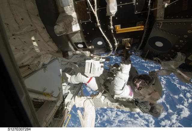 NASA image: Marshburn during EVA-2 on STS-127 / Expedition 20 Joint Operations