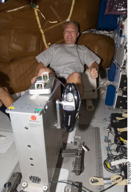 NASA image: Hurley exercises on the MDDK during Joint Operations
