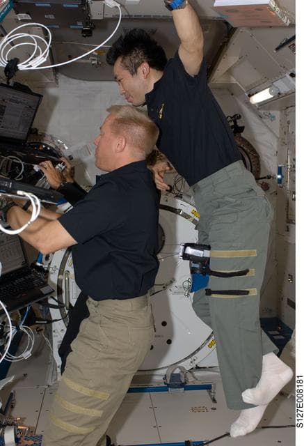 NASA image: STS-127 and Expedition 20 Crewmembers at the JEMRMS during Joint Operations