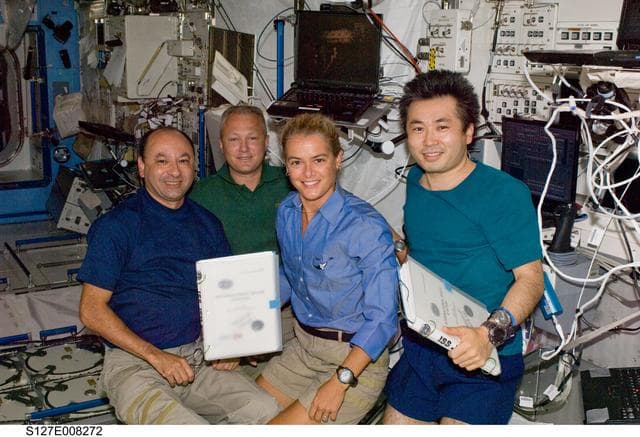 NASA image: STS-127 and Expedition 20 Crewmembers in the JEM during Joint Operations