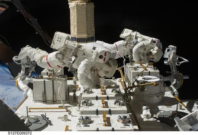 NASA image: Cassidy and Marshburn during EVA-5