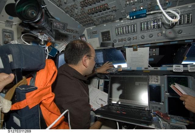 NASA image: Polansky in the FD during Joint Operations
