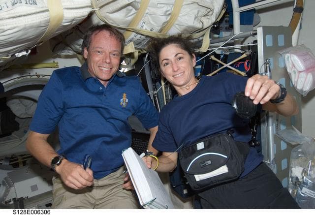 NASA image: Fuglesang and Stott on Middeck (MDDK) during STS-128