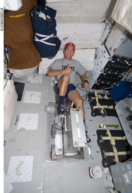 NASA image: Sturckow uses Cycle Ergometer on Middeck (MDDK) during STS-128