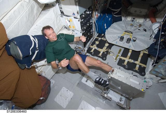 NASA image: Fuglesang exercises on middeck (MDDK)
