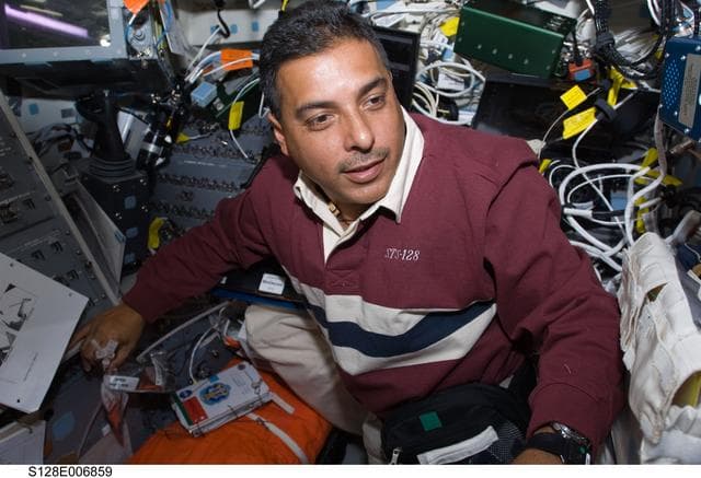 NASA image: Hernandez on Flight Deck (FD) for Rendezvous OPS