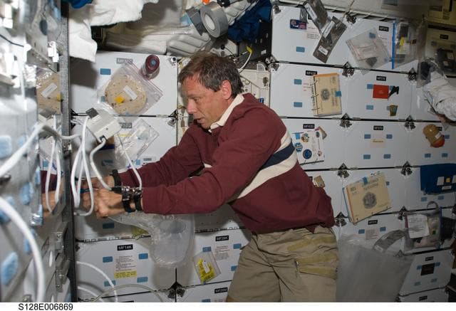 NASA image: Fuglesang EMU Preparations on MDDK