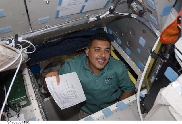 NASA image: Hernandez on Flight Deck