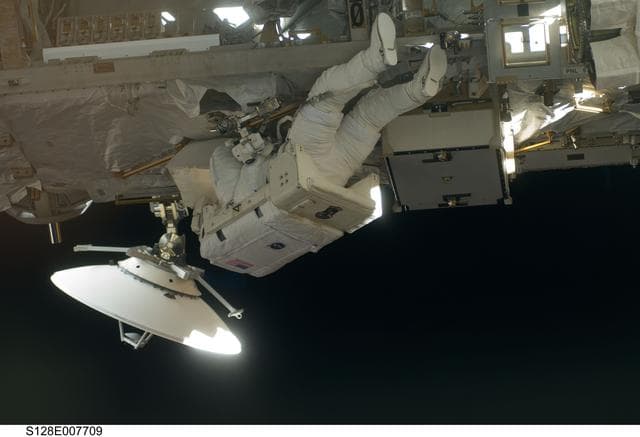 NASA image: STS-128 EVA 3 GPS Antenna Installation on S0 Truss