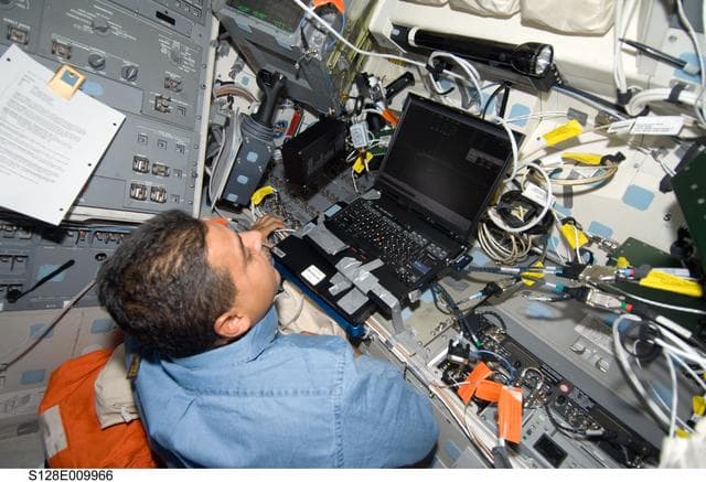 NASA image: Crew on Flight Deck during Undocking and Separation OPS