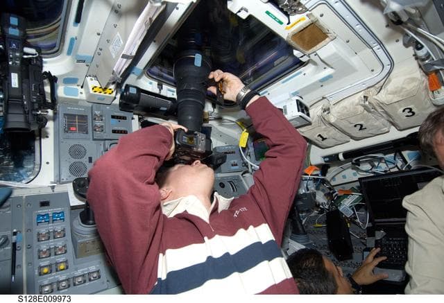 NASA image: Crew on Flight Deck during Undocking and Separation OPS