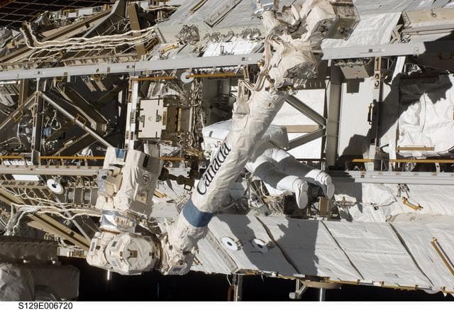 NASA image: View of STS-129 MS4 Satcher during EVA1