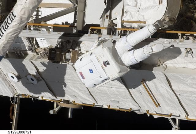 NASA image: View of STS-129 MS4 Satcher during EVA1