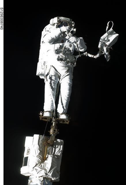 NASA image: View of STS-129 MS4 Satcher during EVA1