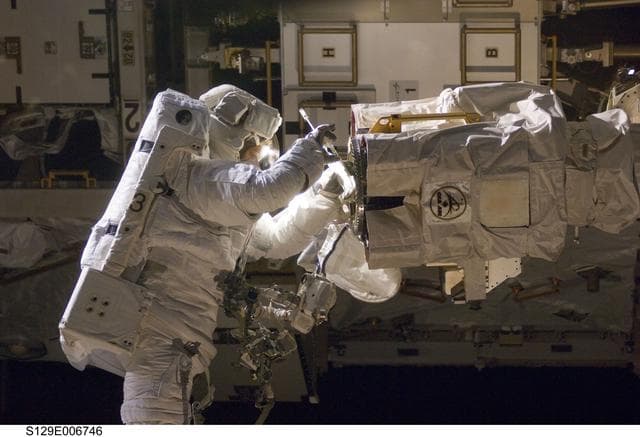 NASA image: View of STS-129 MS4 Satcher during EVA1