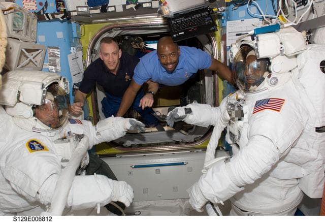 NASA image: STS-129 Crew Members pose for a photo prior to EVA1