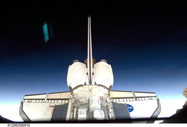 NASA image: Partial view of Shuttle Atlantis taken during STS-129/Expedition 21 Joint Operations