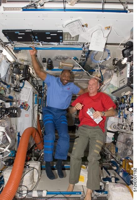 NASA image: STS-129/Expedition 21 Crew Members in the Node 2