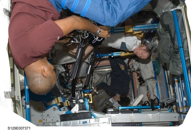 NASA image: STS-129/Expedition 21 Crew Members work in the Node 1