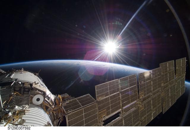 NASA image: Exterior view of the Service Module backdropped by Earth's Limb