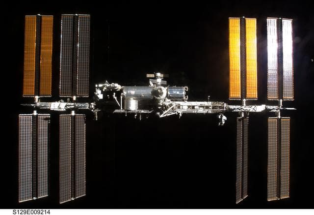 NASA image: Overall view of the ISS taken as Atlantis departs at the end of the STS-129 Mission