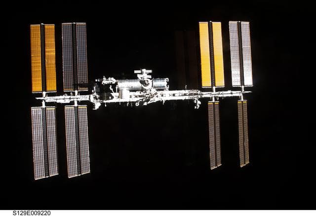 NASA image: Overall view of the ISS taken as Atlantis departs at the end of the STS-129 Mission