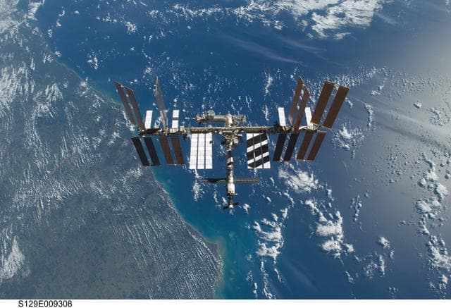 NASA image: Overall view of the ISS taken as Atlantis departs at the end of the STS-129 Mission