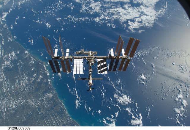 NASA image: Overall view of the ISS taken as Atlantis departs at the end of the STS-129 Mission