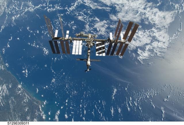 NASA image: Overall view of the ISS taken as Atlantis departs at the end of the STS-129 Mission