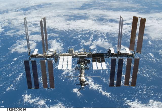 NASA image: Overall view of the ISS taken as Atlantis departs at the end of the STS-129 Mission