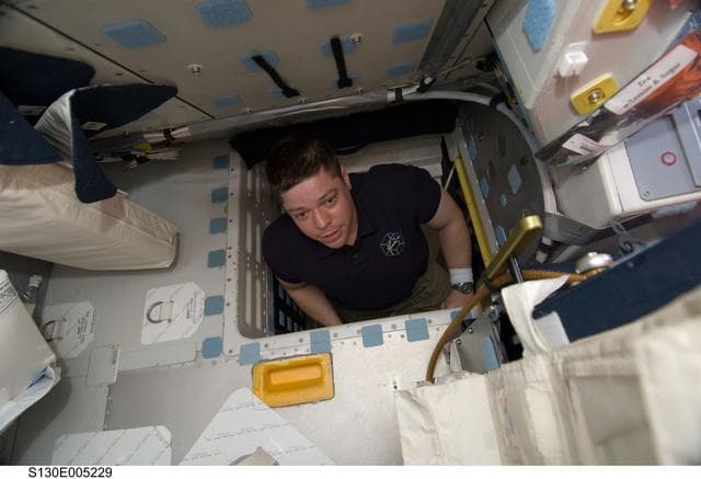 NASA image: Behnken in Interdeck Access Hatch