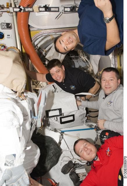 NASA image: Noguchi, Behnken, Patrick and Virts in A/L