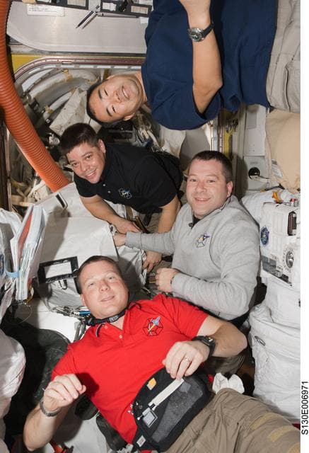 NASA image: Noguchi, Behnken, Patrick and Virts in A/L
