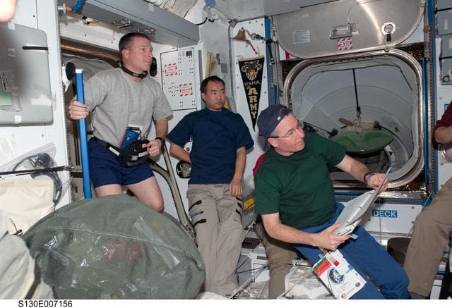 NASA image: Crewmembers in Node 2