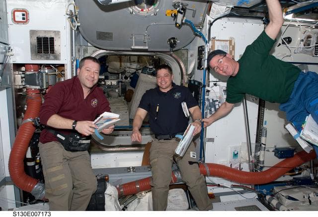 NASA image: Crewmembers in Node 2