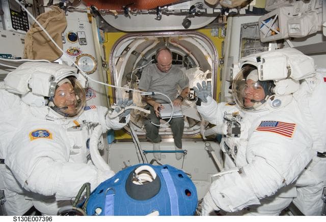 NASA image: Patrick, Williams and Behnken in A/L prior to EVA 1