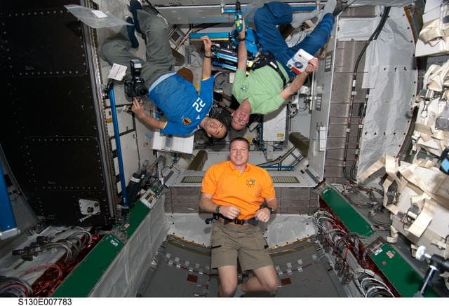 NASA image: Noguchi, Robinson and Virts in Node 3
