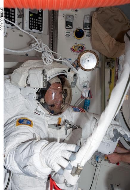 NASA image: Patrick in A/L prior to EVA 2
